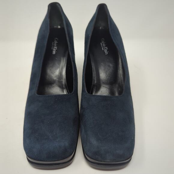 Calvin Klein Blue Suede Heels Made In Italy Womens Size 8.5 - Picture 3 of 8
